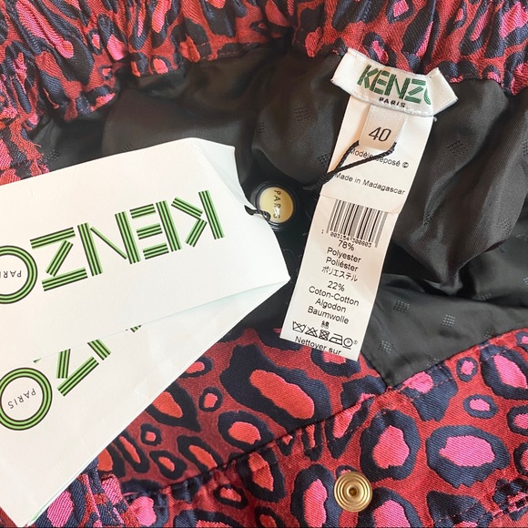 Kenzo Leopard Print Mini Skirt Pink/Red Medium - Picture 3 of 11